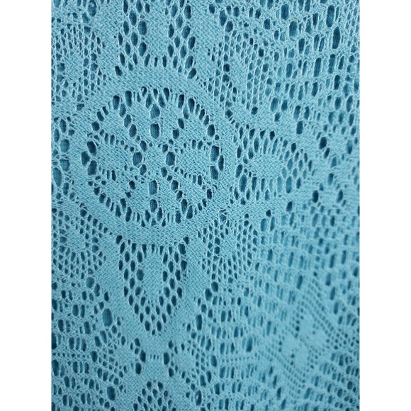 Chicos Blue 3/4 Sleeves Top Lace Overlay Size 1 med - Picture 3 of 8